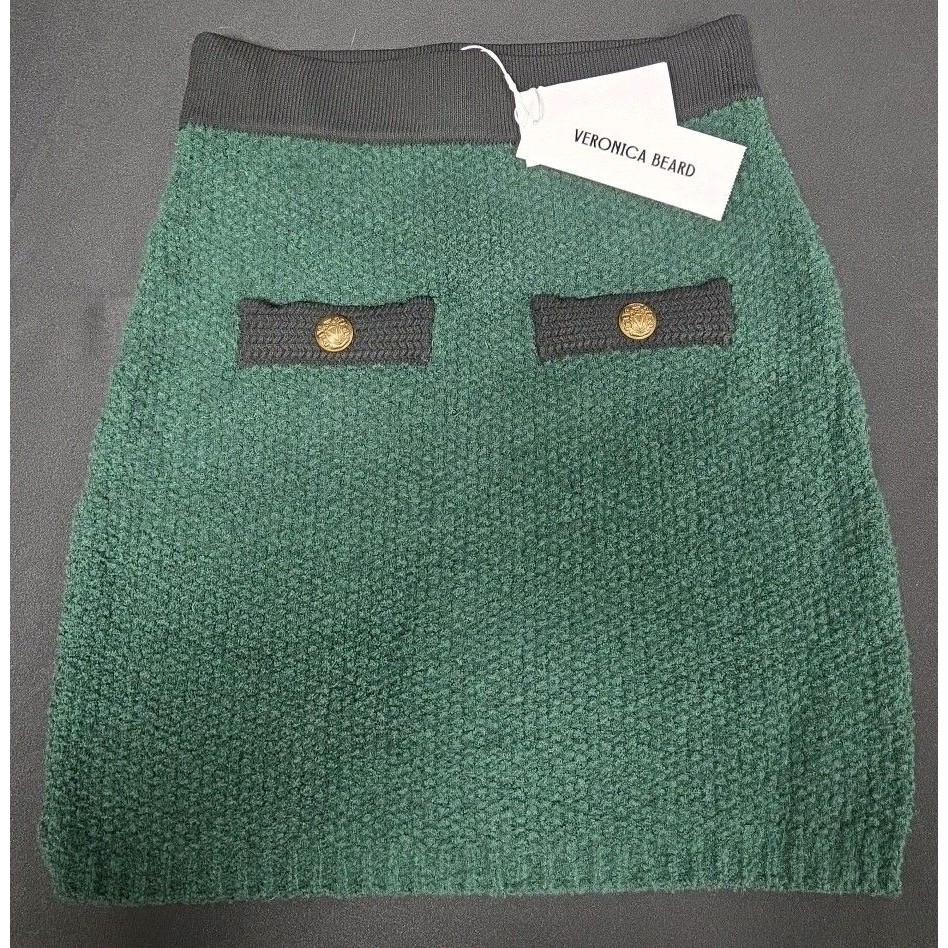 Veronica Beard Rivka Boucle Knit Mini Skirt Pine Black Size Xs Wool New Nwt